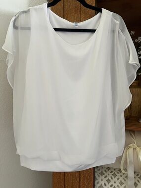 Elegant White Chiffon Layered Blouse by